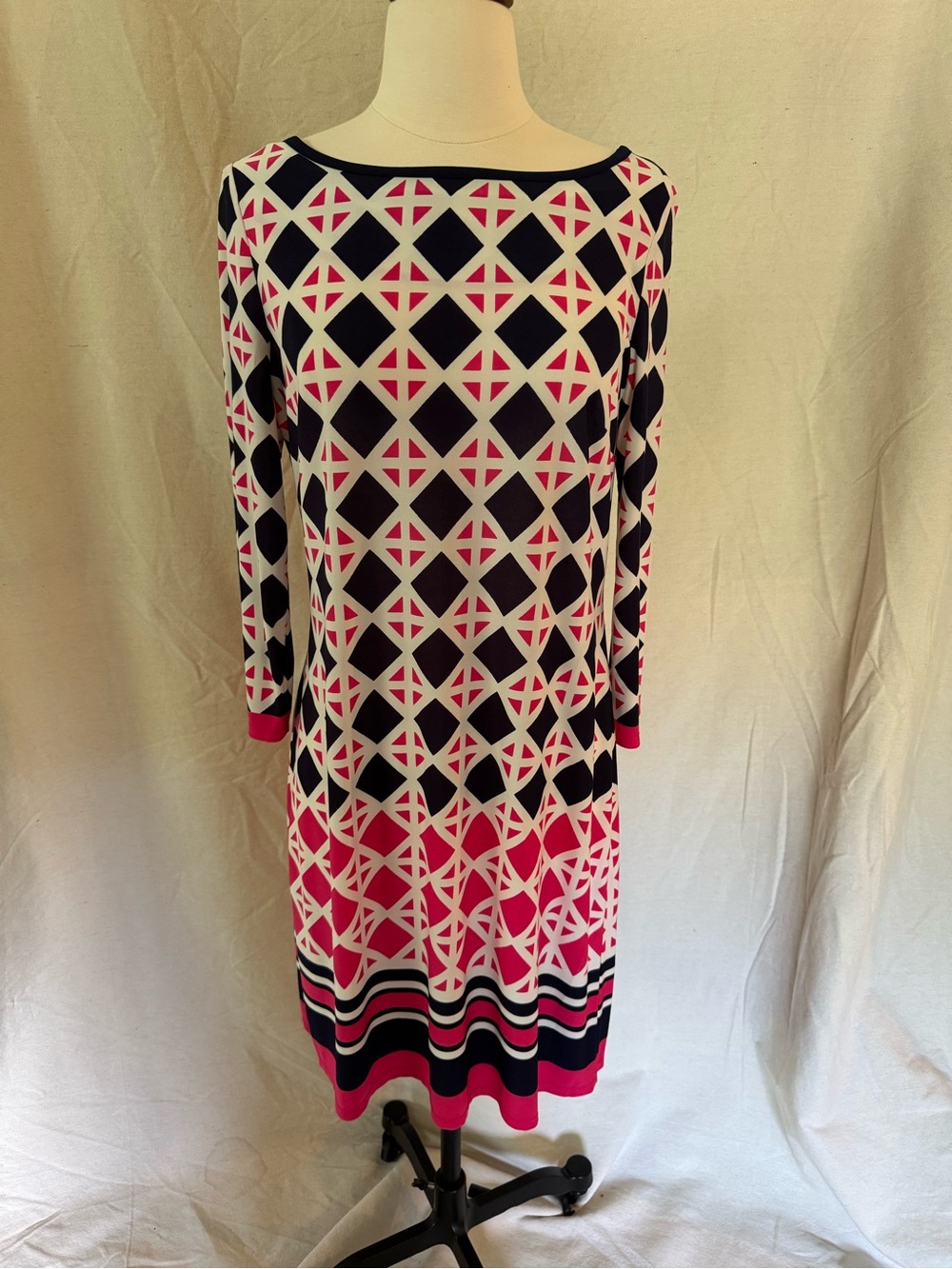 Eliza J. Geometric Print Shift Dress Sz 10 Career